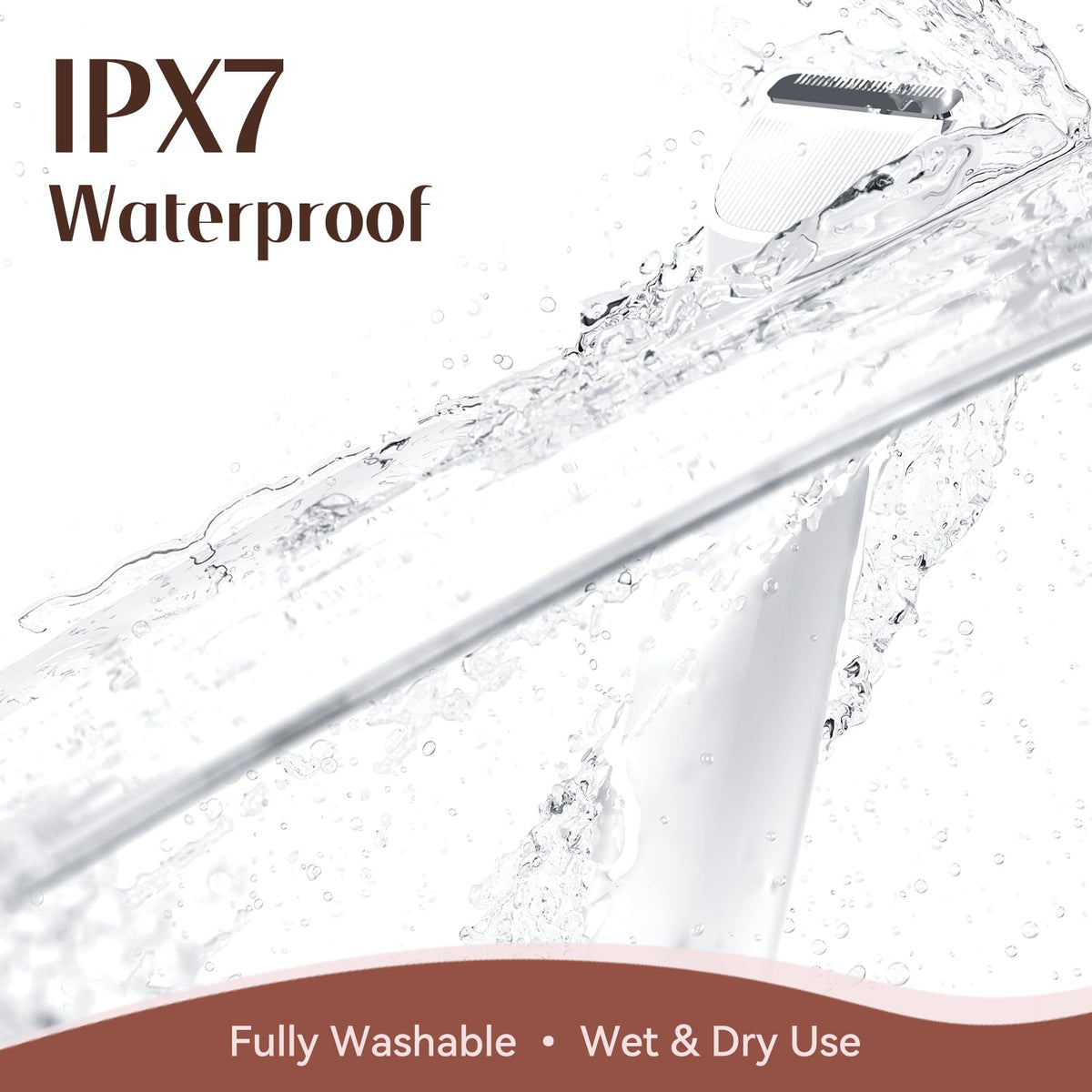 TEENOVA trimmer used in shower proving IPX7 waterproof benefit for wet shaving