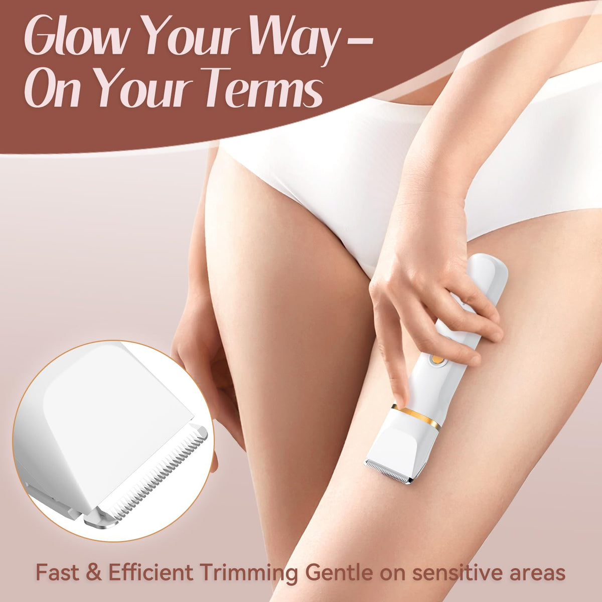 TEENOVA interchangeable heads displayed to show five grooming options and versatility
