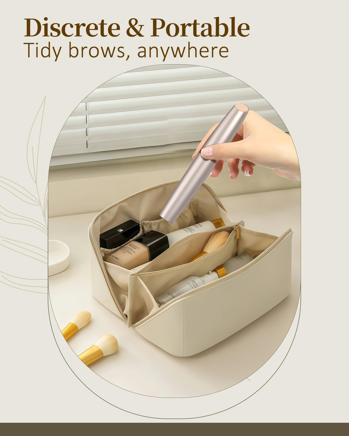TeethBliss held in hand to show compact size and travel-ready convenience
