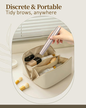 TeethBliss held in hand to show compact size and travel-ready convenience