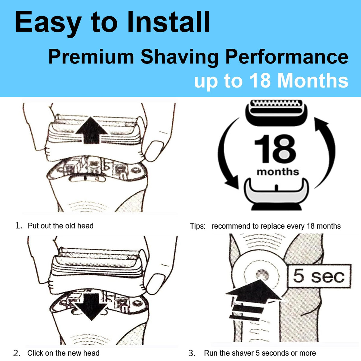 TEEYSO lifestyle bathroom setup showing replaced foil head for everyday grooming convenience