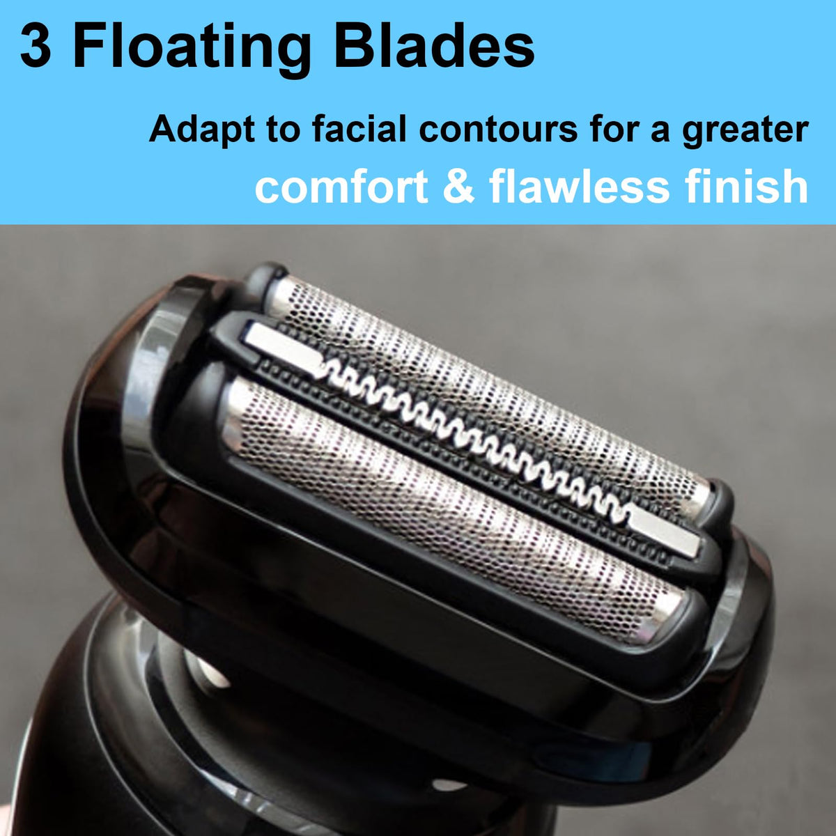 TEEYSO foil close-up highlighting the protective mesh and precise cutting surface for gentler shaves