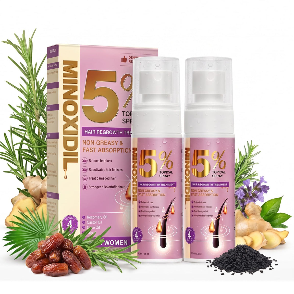 TEHAYSH front packaging showing two 60ml bottles and benefits