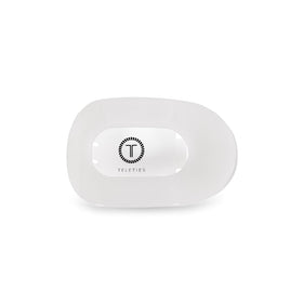 TELETIES flat round clip front view showing low-profile curve and secure hold