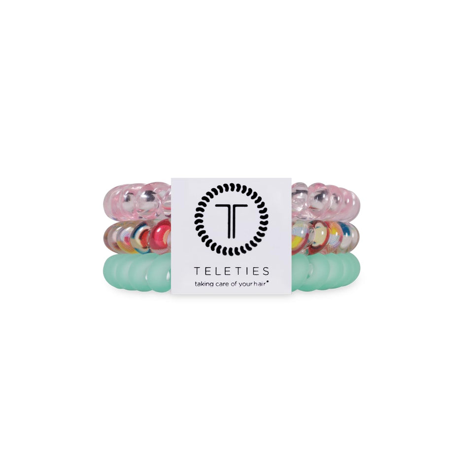Teleties front packaging Spring Splash showing three coils and color contrast for easy pick-up
