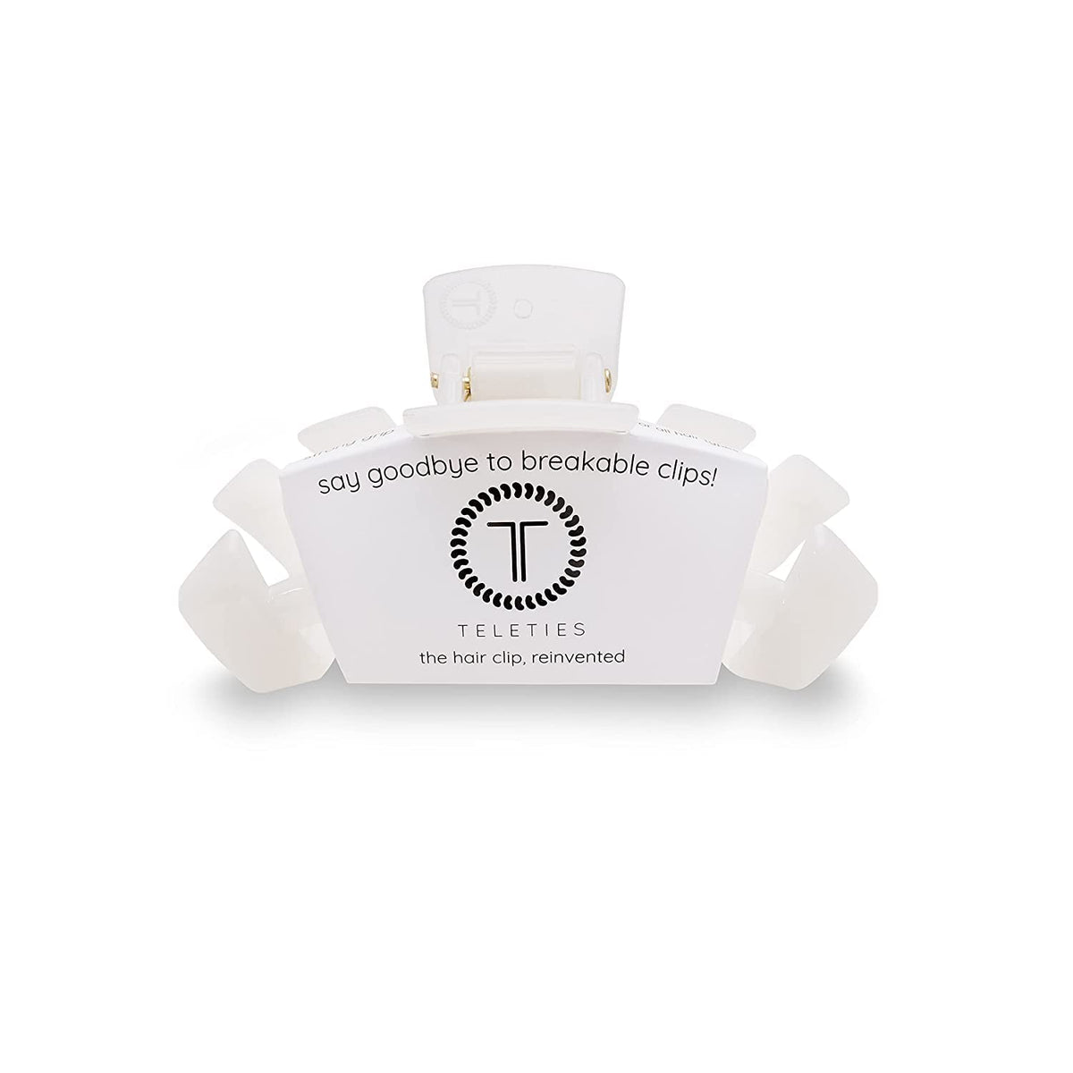 TELETIES large hair clip front view showing coconut white finish and strong grip