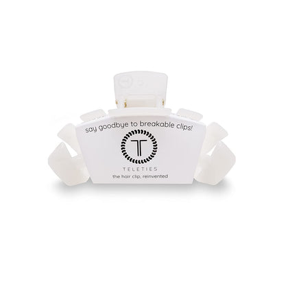 TELETIES large hair clip front view showing coconut white finish and strong grip