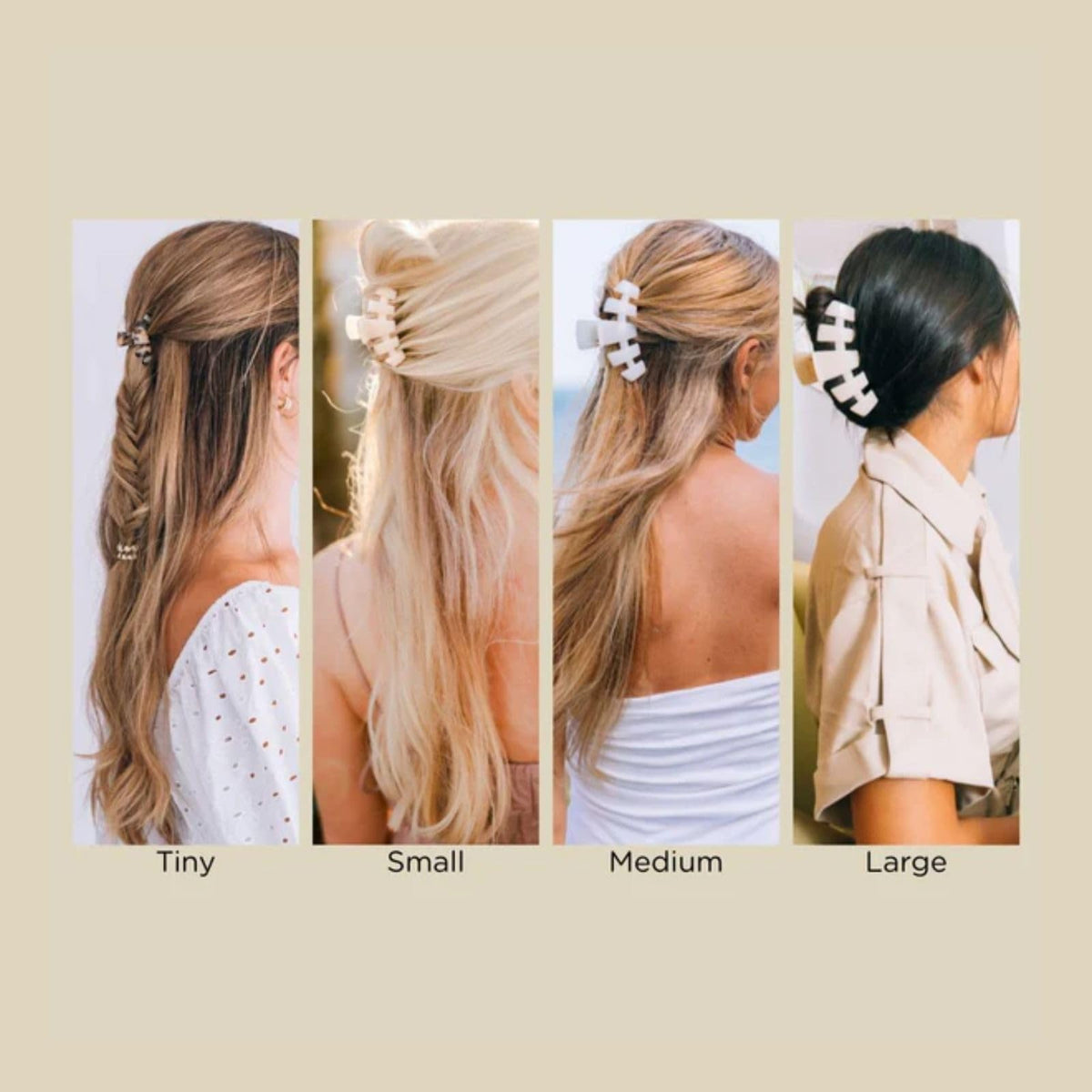 TELETIES clip beside hand for scale showing large size for thick hair
