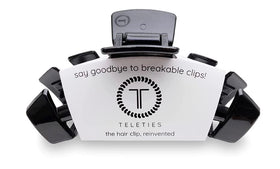 TELETIES medium clip front view showing sleek jet black finish and secure hold