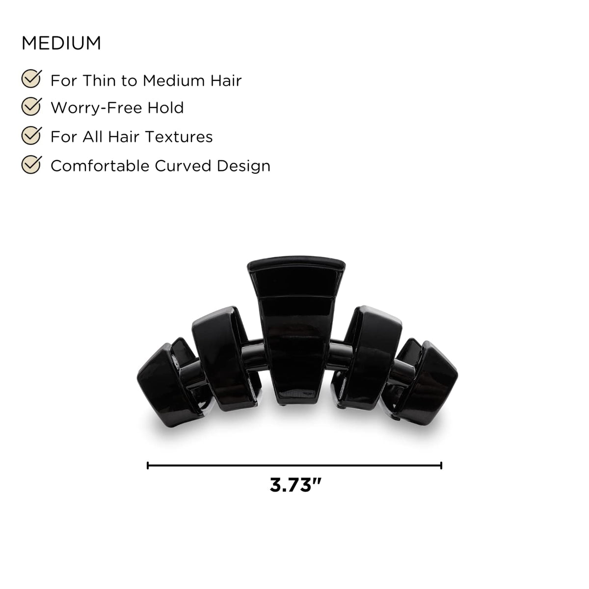 TELETIES medium clip side profile highlighting curved design for comfortable wear