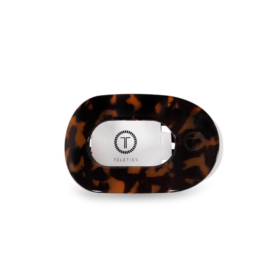 Teleties medium clip front view showing tortoise finish and secure hold