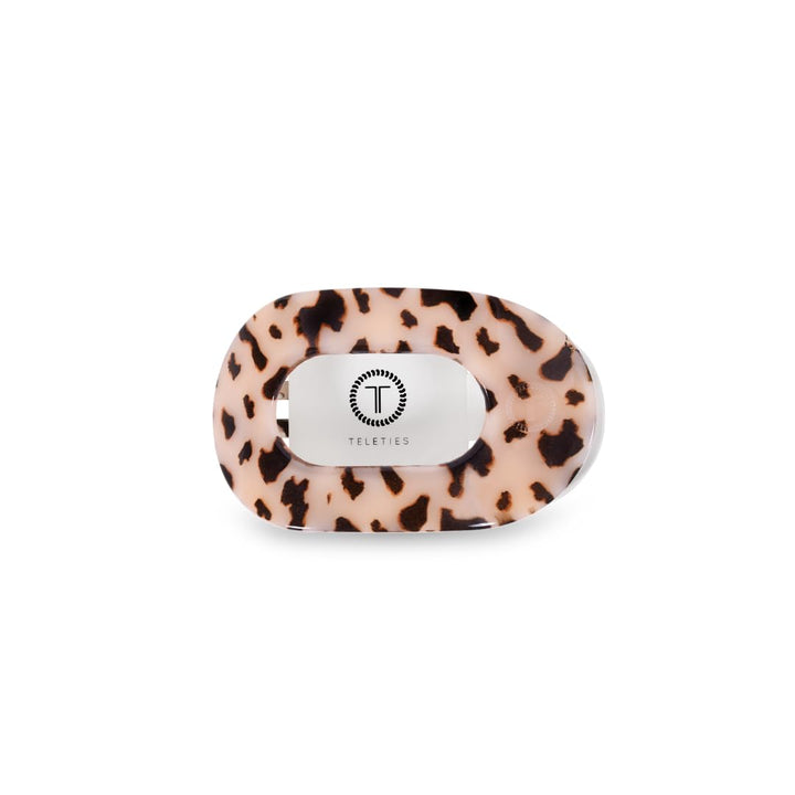 TELETIES medium flat round clip front view showing secure grip and style