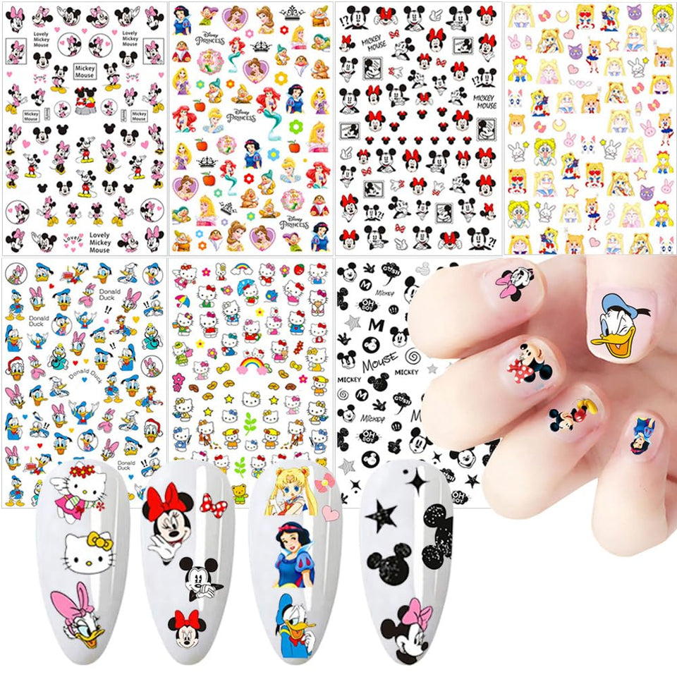Temote front packaging showing seven sticker sheets and colorful cartoon designs for quick nail art