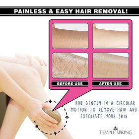 Temple Spring in use on lower leg demonstrating painless hair removal benefit