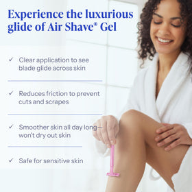 Tend Skin gel applied on leg in use illustrating easy spread and reduced razor friction