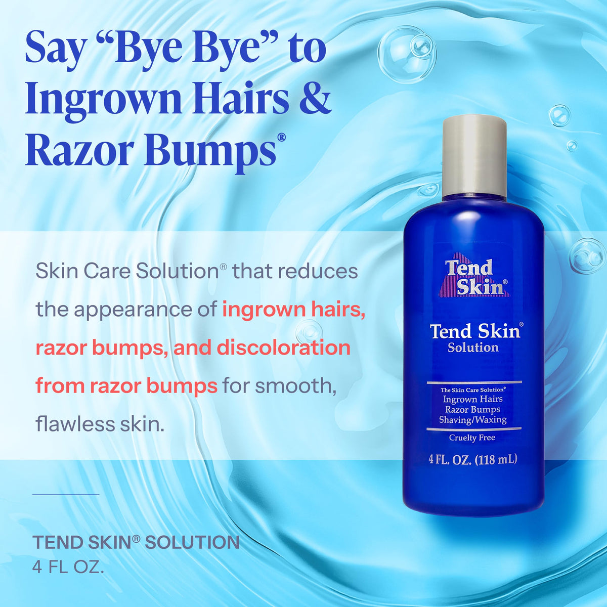 Tend Skin liquid close-up demonstrating thin fast-absorbing texture benefit