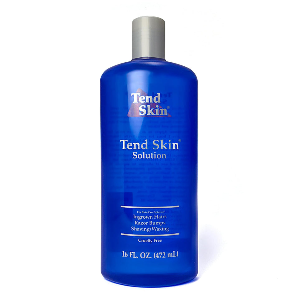 Tend Skin front 16 oz bottle showing product and size benefit