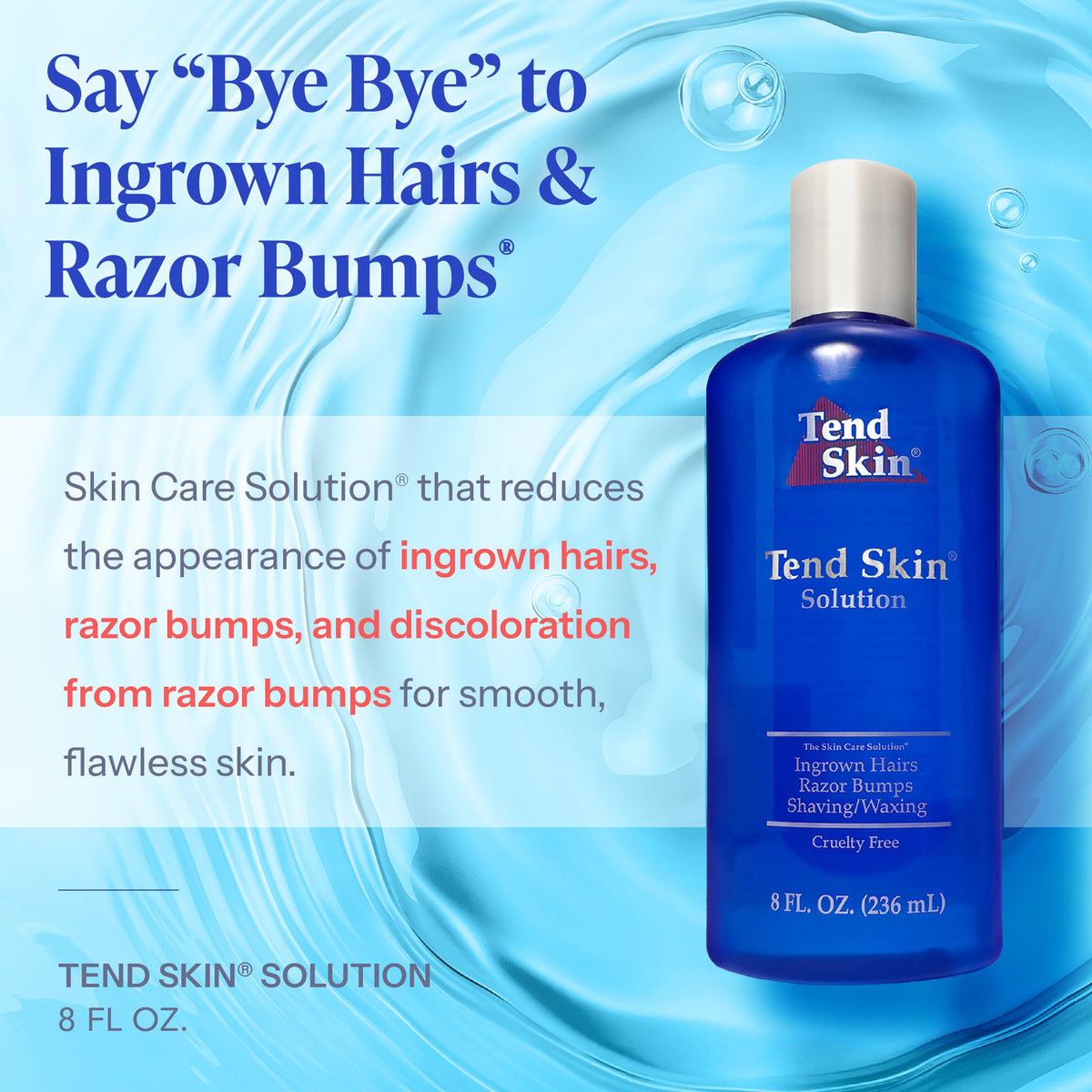 Tend Skin label close-up highlighting brand and product purpose for clarity