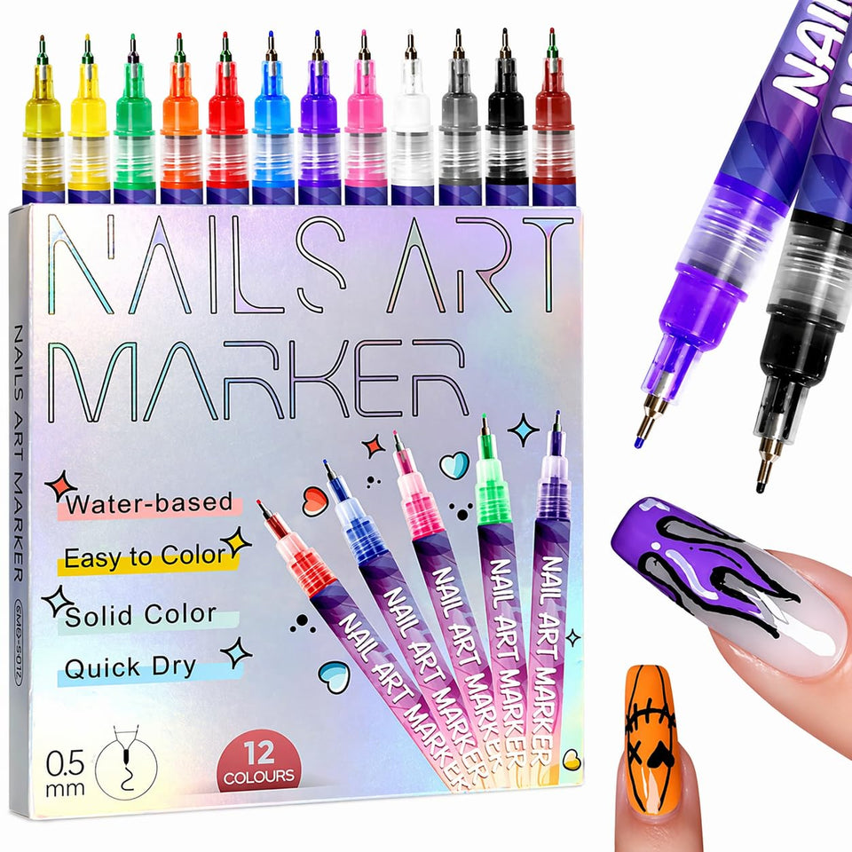 Tenneshe front packaging showing 12 nail art pens and benefits