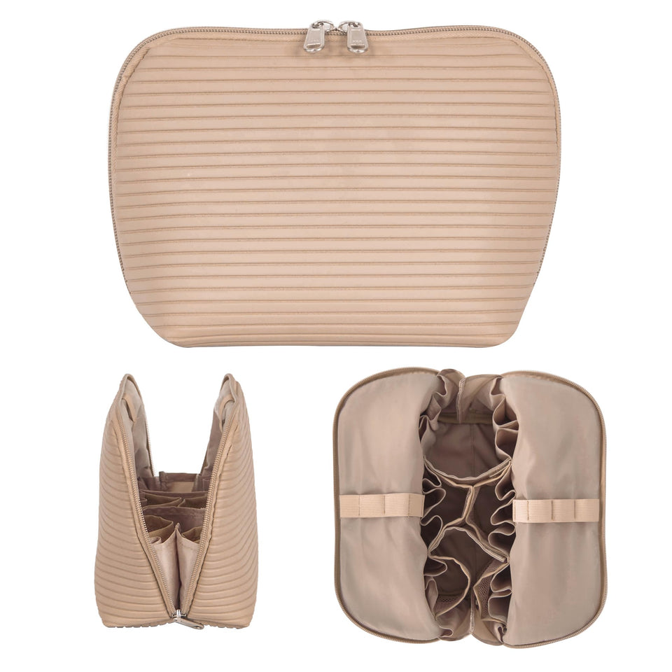 Tense Edano front closed camel bag showing compact organized profile and durability