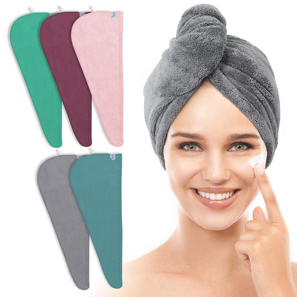 TENSTARS front view of five-color towel pack, convenient quick-dry solution