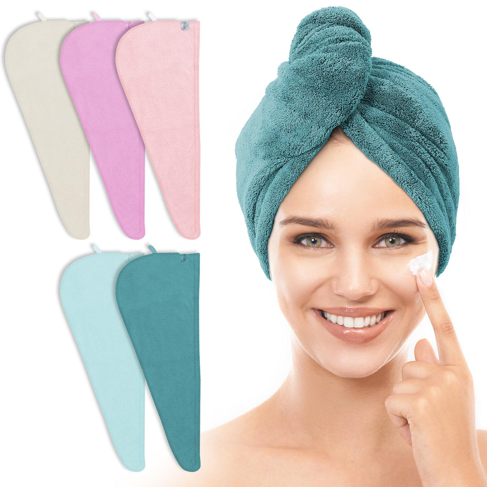 TENSTARS five-color pack front view showing quick-dry towels and benefits