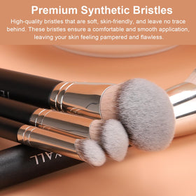 TEOYALL close-up of angled synthetic bristles highlighting soft fibers for streak-free blending