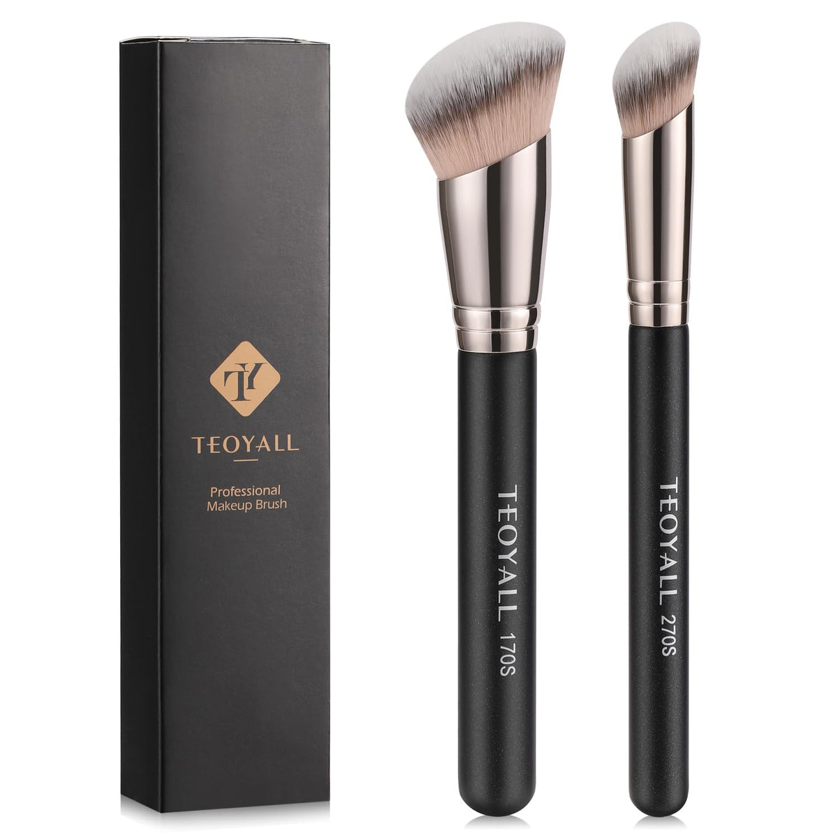TEOYALL front view of 2-piece brush set showing design and packaging benefits