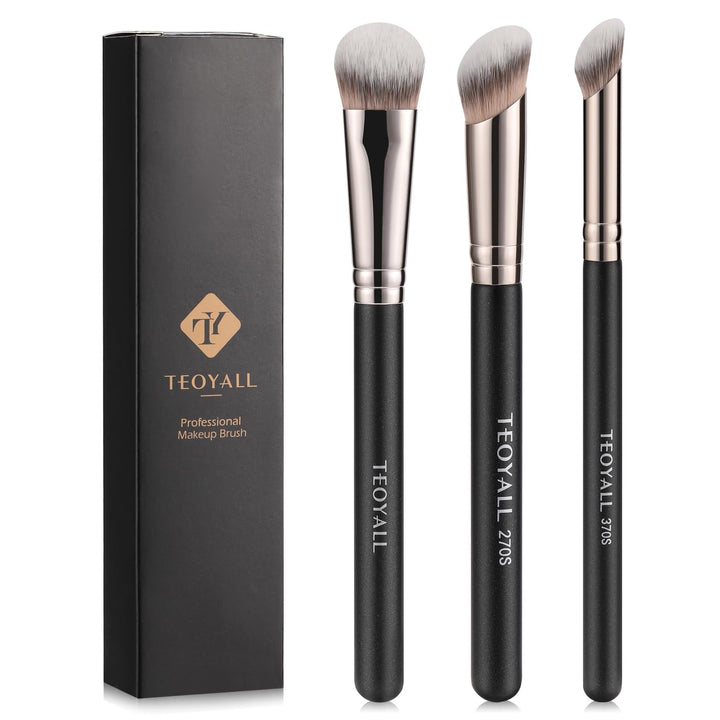 TEOYALL front view of three angled brushes showing compact set benefit