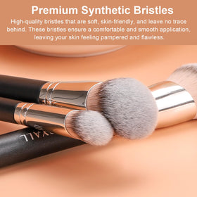 TEOYALL close-up of large angled brush bristles for seamless blending