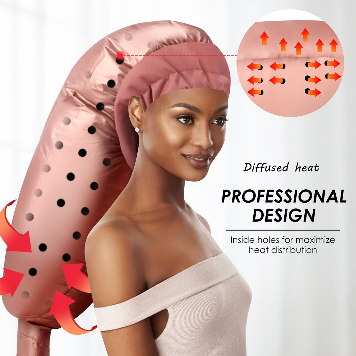 TEPENAR adjustable elastic strap close-up securing high-volume hairstyles and rollers