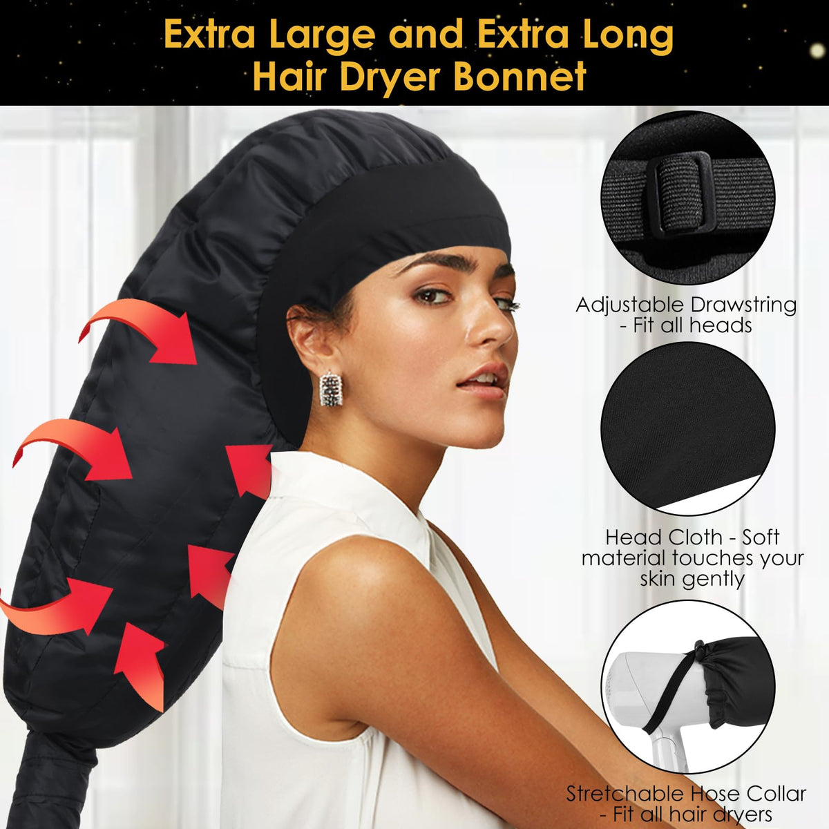 TEPENAR close-up of stretchable hose attachment providing secure airflow