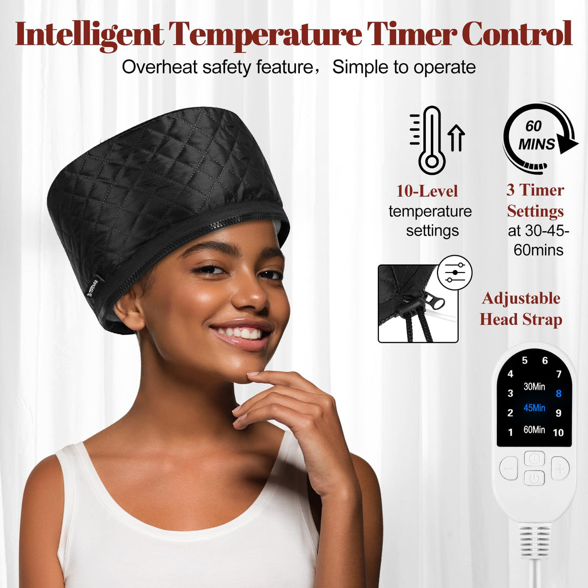 TEPENAR cap in use at home for hands-free deep conditioning benefit