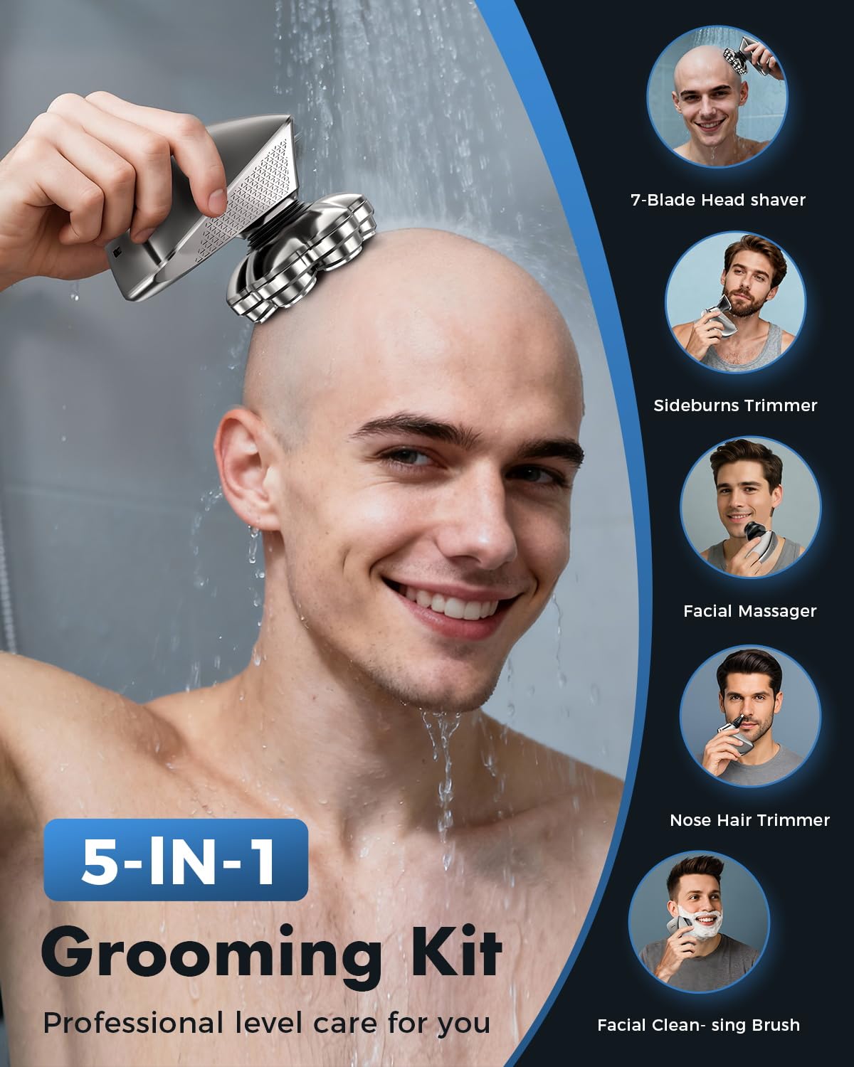 TEPOTZ five-in-one attachments laid out to show versatile grooming options