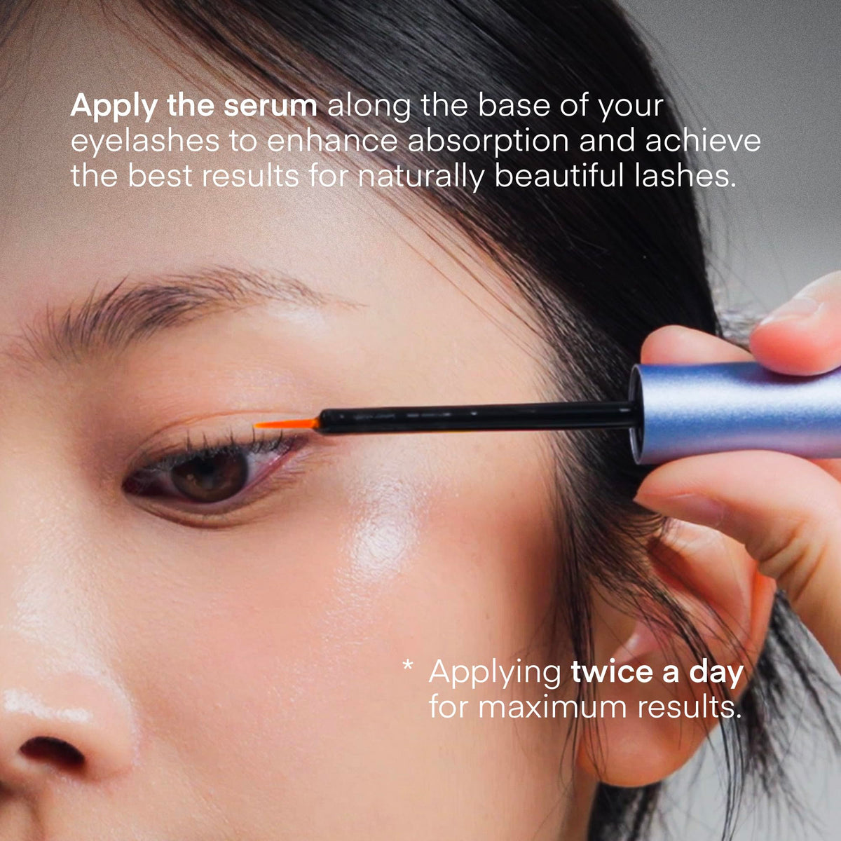 TEREZ & HONOR applying serum to eyebrow sparse areas for shaping