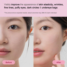 TEREZ & HONOR applied under eye in demo showing immediate depuffing and brightening effect