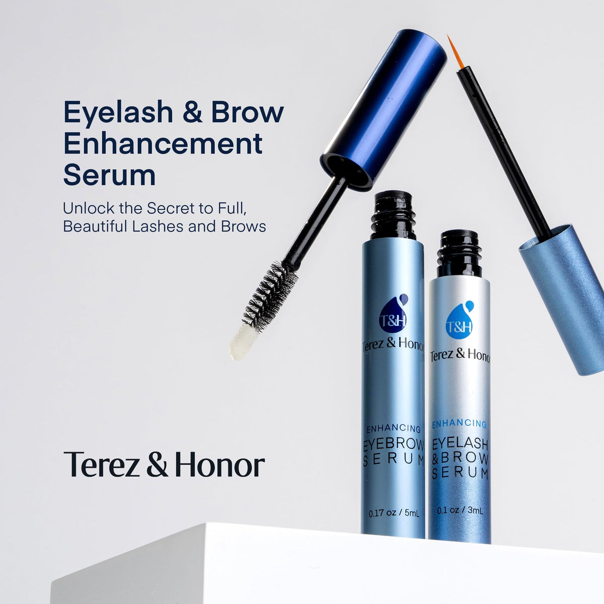 TEREZ & HONOR before and after brows comparison illustrating fuller-looking eyebrow results