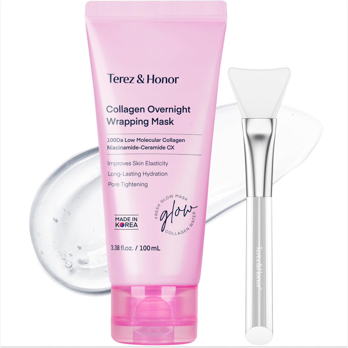 TEREZ & HONOR front packaging showing collagen night wrap benefits