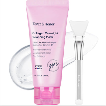TEREZ & HONOR front packaging showing collagen night wrap benefits