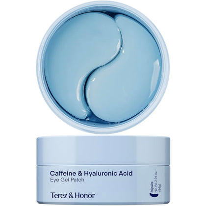 Terez & Honor front packaging showing 60 hydrogel under eye patches and benefits