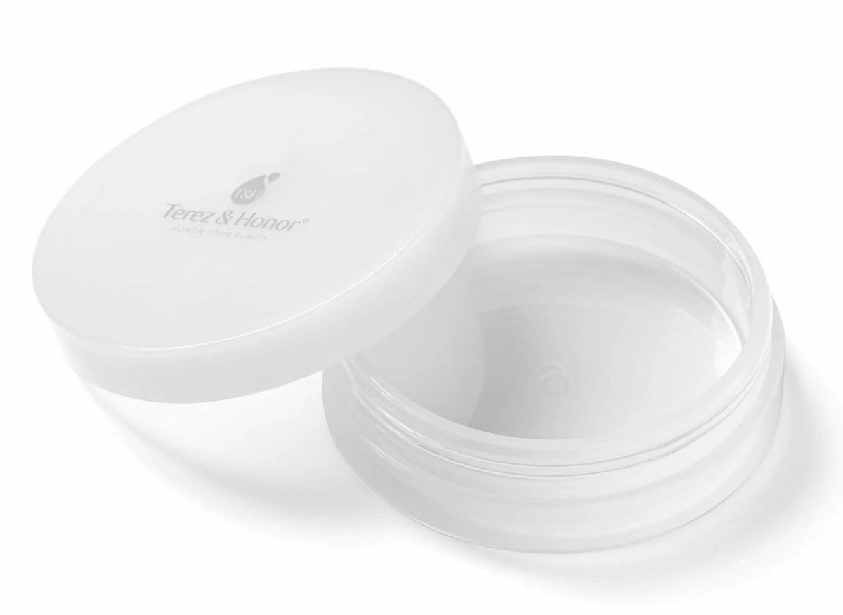 TEREZ & HONOR front view showing sleek travel container protecting skincare