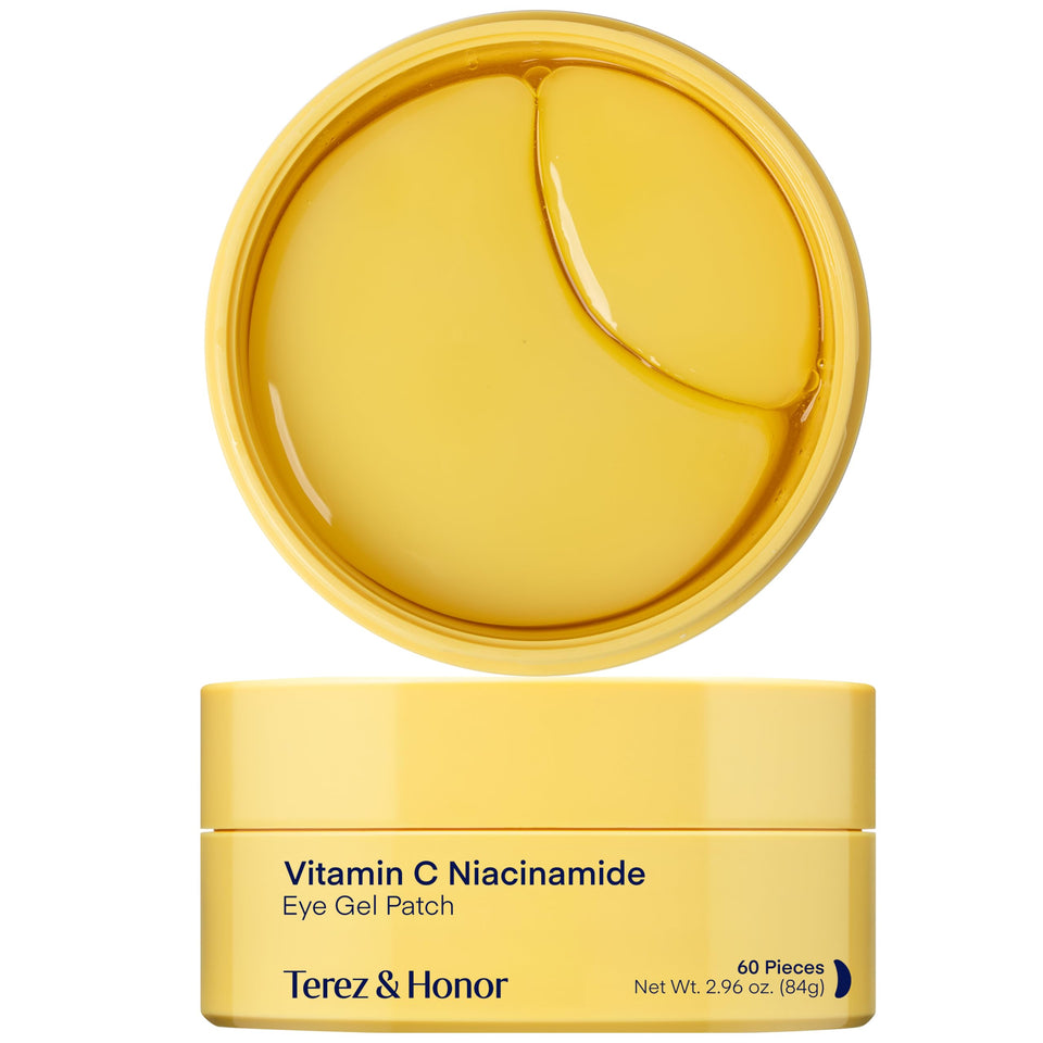 Terez & Honor front packaging showing 60-piece brightening patch set and benefits