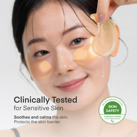 TEREZ & HONOR serum droplet on patch demonstrating nourishing formula and hydration boost