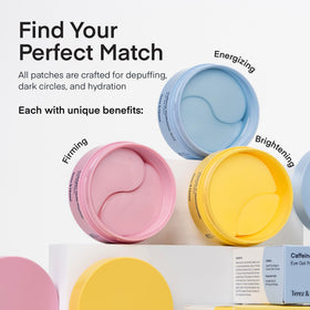 Terez & Honor assorted patch shapes laid out to treat eyes, smile lines, forehead