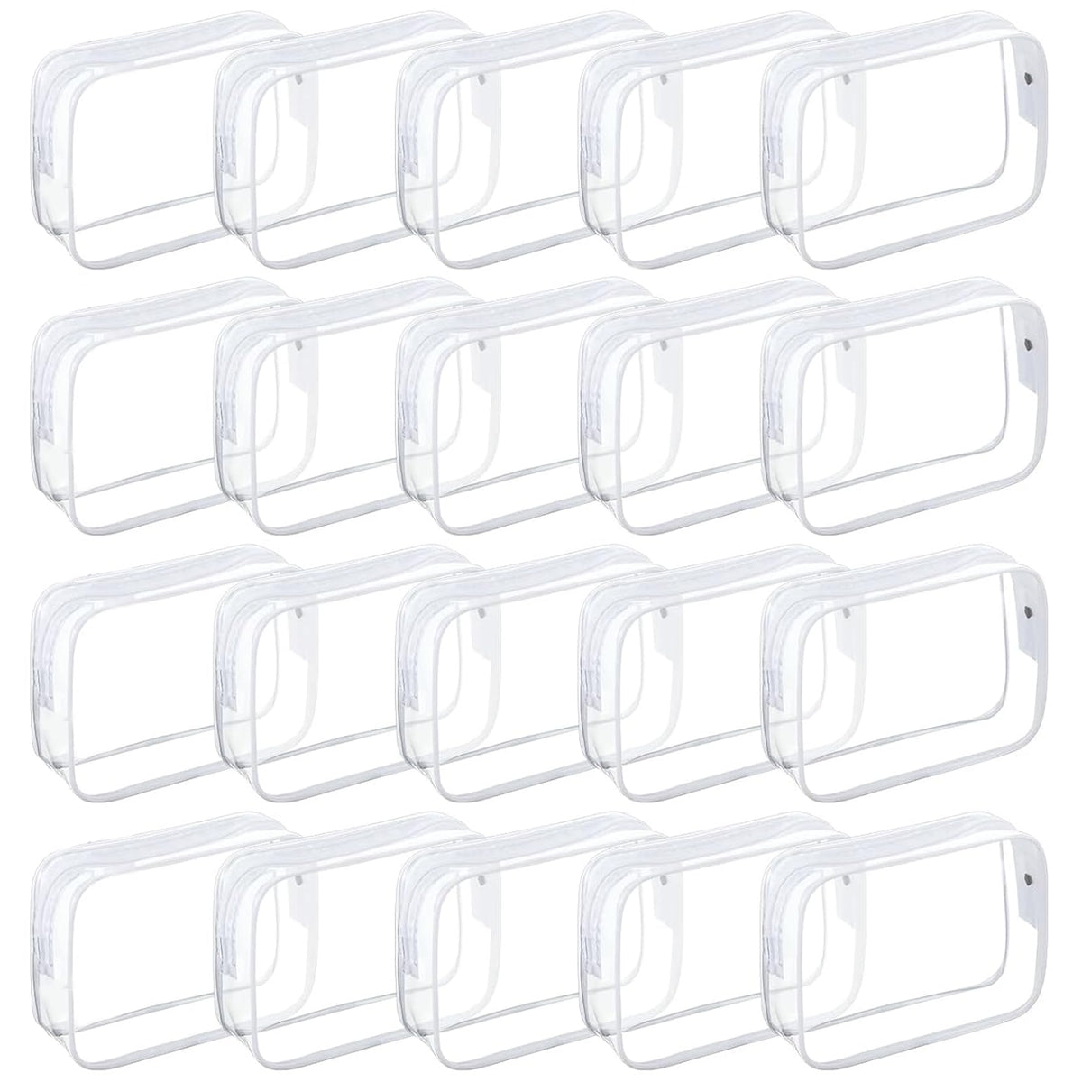 Tergy front view clear cosmetics bag showing contents for quick selection