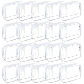 Tergy front view clear cosmetics bag showing contents for quick selection