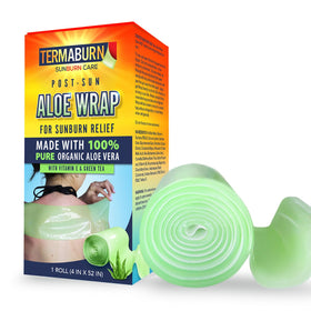 TermaBurn front packaging showing wearable aloe wrap and benefits