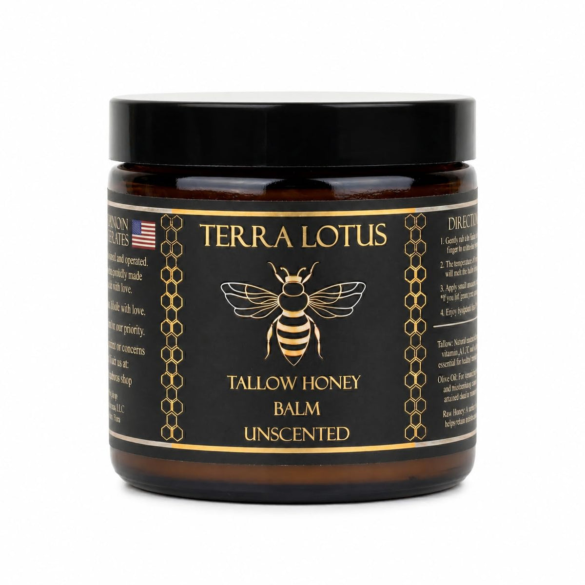 Terra Lotus front jar unscented balm showing clean label and jar benefit
