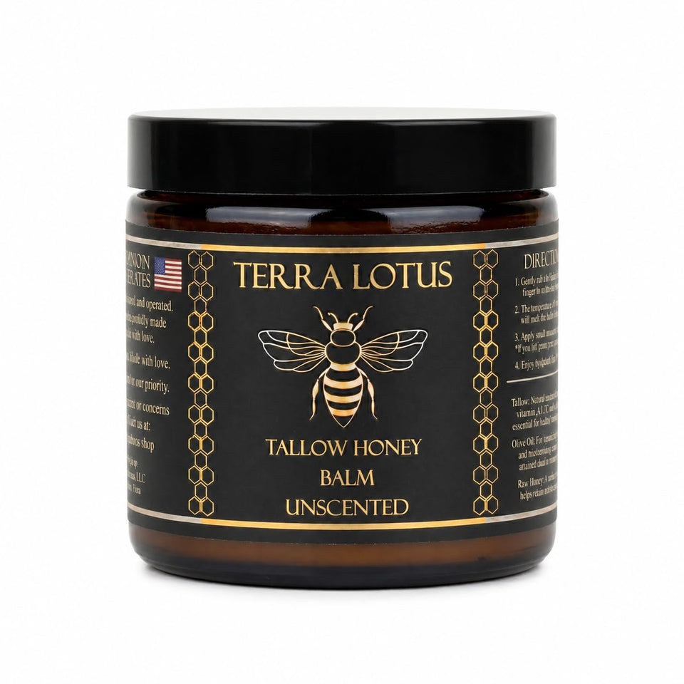 Terra Lotus front jar unscented balm showing clean label and jar benefit