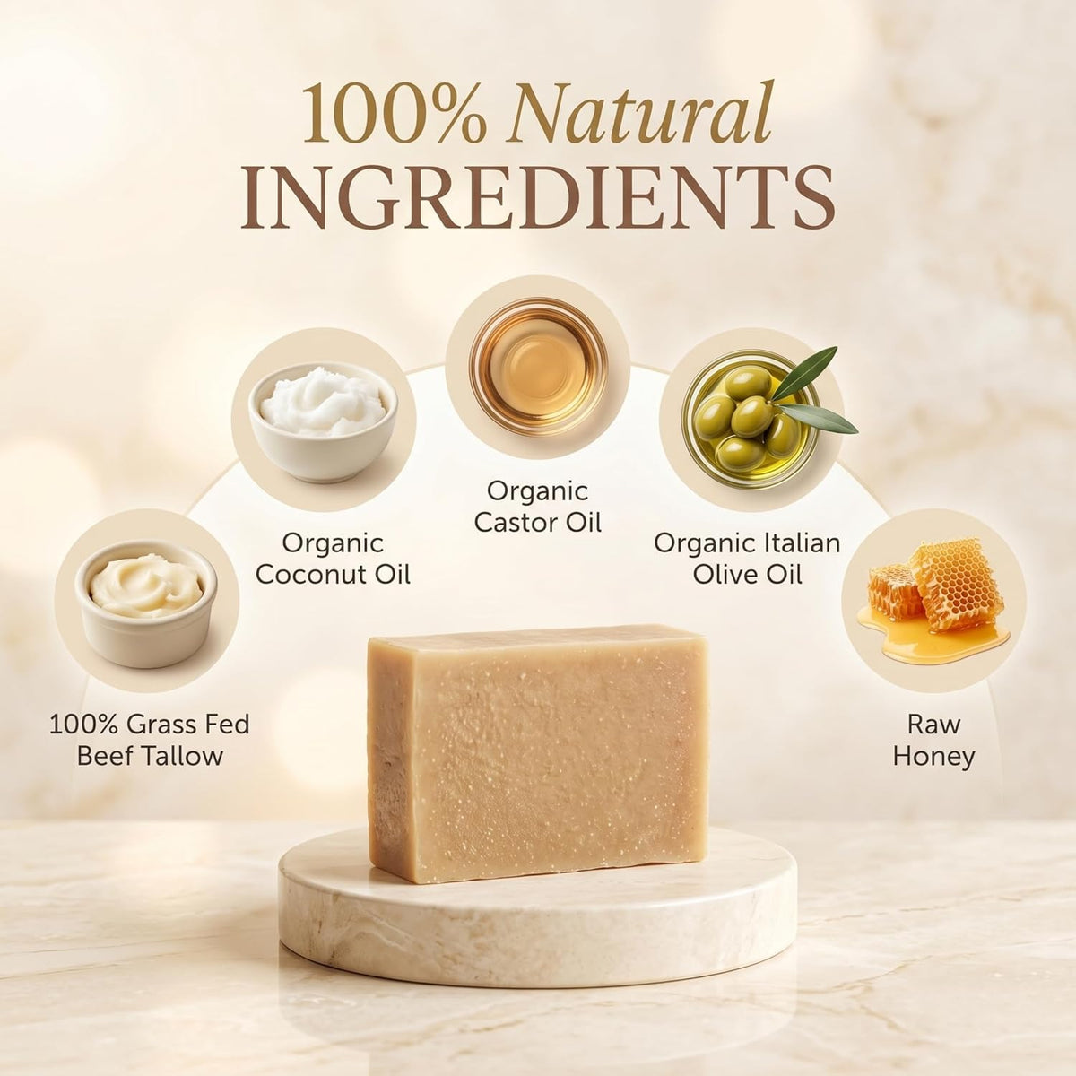 Terra Lotus ingredients staged with raw honey and olive oil showing purity